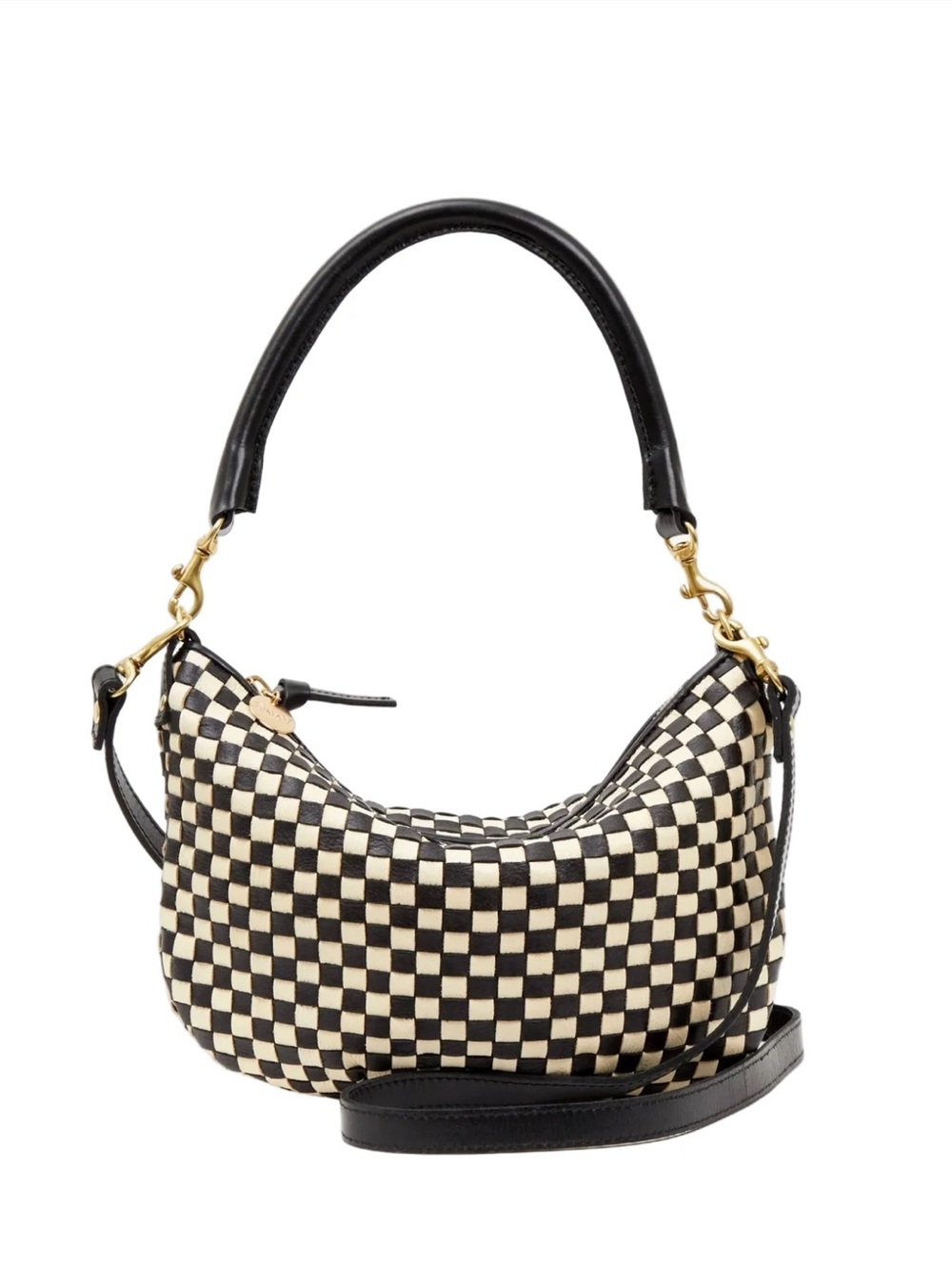 Clare V Petite Moyen Messenger Checker Shoulder / Crossbody Bag Black/Cream - Picture 5 of 12